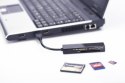 Czytnik kart 4-portowy USB 2.0 HighSpeed (Compact Flash, SD, Micro SD/SDHC, Memory Stick), czarny