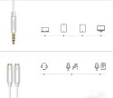 Rozdzielacz słuchawkowy 3.5mm mini jack AUX + mikrofon stereo 20cm srebrny