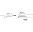 Rozdzielacz słuchawkowy 3.5mm mini jack AUX + mikrofon stereo 20cm srebrny