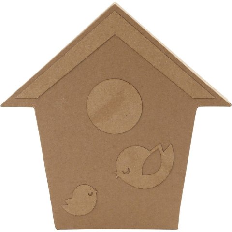 Domek dla ptaków p.-mache płaski H: 18cm