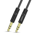 Rozciągliwy kabel przewód audio AUX mini jack 3.5mm sprężynka 150cm czarny