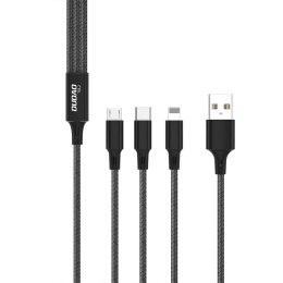 2w1 Kabel przewód uniwersalny do ładowania USB-C Lightning 6A 1,2m czarny
