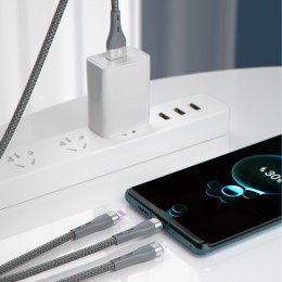 3w1 kabel przewód USB - Lightning microUSB USB-C 65W 1,2m szary