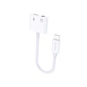 Adapter przejściówka rozdzielacz słuchawkowy USB-C - USB-C + 3,5 mm mini jack biały