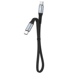 Kabel przewód płaski króki USB-C - USB-C L10C PD 100W 23cm czarny