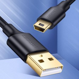 Kabel przewód USB - mini USB 5-pinowy pozłacany 0.5m czarny