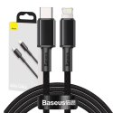 Kabel USB-C do Lightning Baseus High Density Braided, 20W, 5A, PD, 2m (czarny)