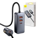 Ładowarka samochodowa Baseus Share Together z przedłużaczem, 2x USB, 2x USB-C, 120W (szara)