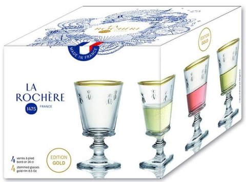 Abeille Kieliszki ze Złotą Obwódką 4 szt. 220 ml