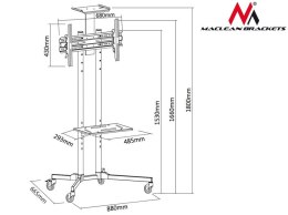 Profesjonalny stand wózek do telewizora na kółkach Maclean MC-661 max 55kg max 600x400