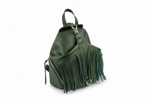 Zielony skórzany Plecak Let`s Go Boho EP17