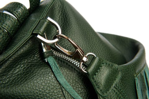 Zielony skórzany Plecak Let`s Go Boho EP17