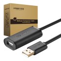 Kabel przedłużający USB 2.0 UGREEN US121, aktywny, 10m (czarny)