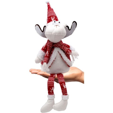 RENIFER DEKORACYJNY ŚWIĄTECZNY BIAŁY 35+20CM