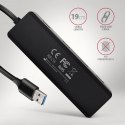 HUE-C1A 4-portowy hub USB 5Gbps Travel, USB-C power IN, kabel Type-A 19cm, USB-C dodatkowe zasilanie