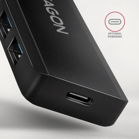 HUB 4-portowy HUE-C1C USB 5Gbps Travel, USB-C power IN, kabel Type-C 19cm, USB-C dodatkowe zasilanie