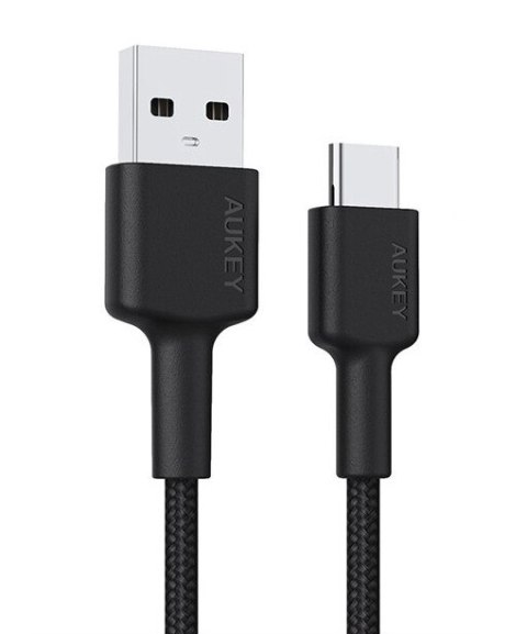 CB-CD30 kabel USB-C - USB-A 0,9m 60W PD 3A 20V nylonowy oplot czarny