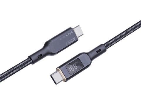 CB-MCC102 kabel USB-C - USB-C 1.8m 100W PD 5A 20V LED nylonowy oplot czarny