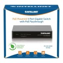 Switch Gigabit 5xPoE Passthrough zasilany PoE lub AC,68W