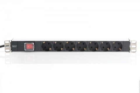 Listwa zasilająca PDU 19 cali RACK 7xSchuko, 2m 1xSchuko, 16A, wł./wył., aluminiowa