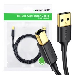 UGREEN US135 Kabel USB 2.0 A-B do drukarki, pozłacany, 1m (czarny)
