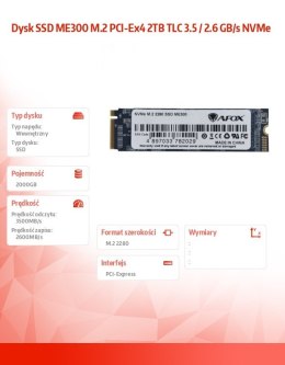 Dysk SSD ME300 M.2 PCI-Ex4 2TB TLC 3.5 / 2.6 GB/s NVMe