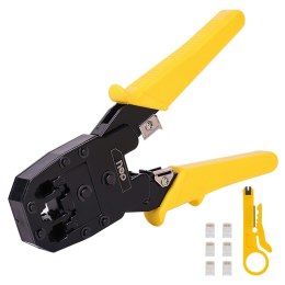 Szczypce do zaciskania konektorów Ethernet Deli Tools EDL2468, 4/6/8P, RJ45/RJ14/RJ12/RJ9 (żółte)