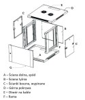 Szafka wisząca rack 6U 600x450 szara szklane drzwi