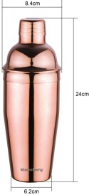 SHAKER BARMAŃSKI DO DRINKÓW KOKTAJLI 750ML ROSEGOLD KLAUSBERG KB-7650