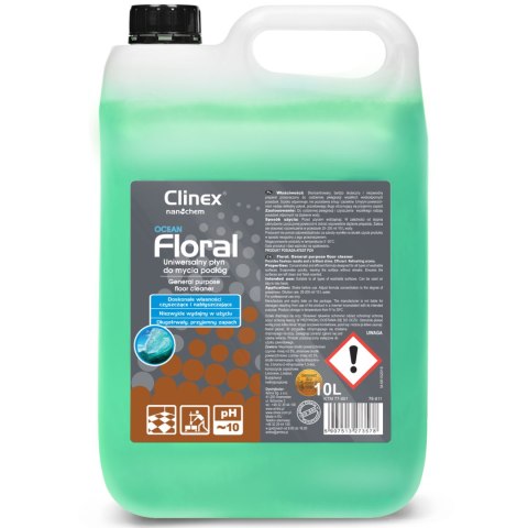 Płyn do mycia podłóg bez smug połysk zapach CLINEX Floral - Ocean 10L