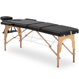 Stół łóżko do masażu składane szerokie z drewnianym stelażem DINAN BLACK - czarne