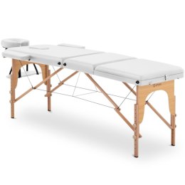 Stół łóżko do masażu składane szerokie z drewnianym stelażem DINAN WHITE - białe