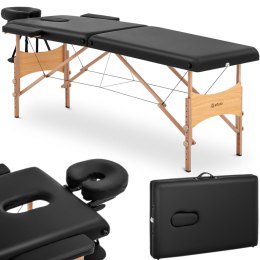 Stół łóżko do masażu składane szerokie z drewnianym stelażem VANNES BLACK - czarne