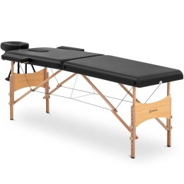 Stół łóżko do masażu składane szerokie z drewnianym stelażem VANNES BLACK - czarne