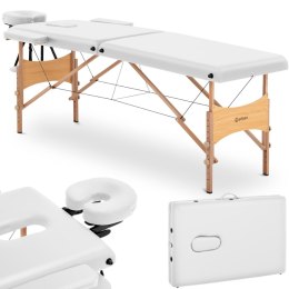 Stół łóżko do masażu składane szerokie z drewnianym stelażem VANNES WHITE - białe