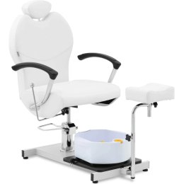 Fotel kosmetyczno podologiczny do pedicure z podnóżkiem i brodzikiem - biały