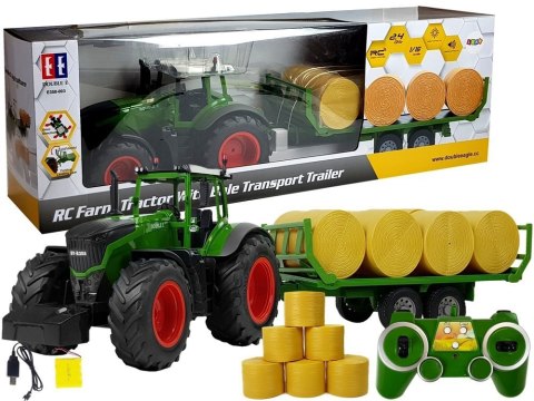 Duży Traktor z Przyczepką 80 cm Bale Siana Zdalnie Sterowany 2.4G