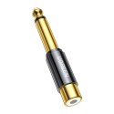 Przejściówka wtyczka adapter jack 6.35 mm męski na RCA żeński złoty