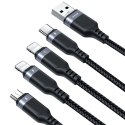 4w1 Kabel przewód USB-A - USB-C 2x iPhone Lightning microUSB 1.2m czarny