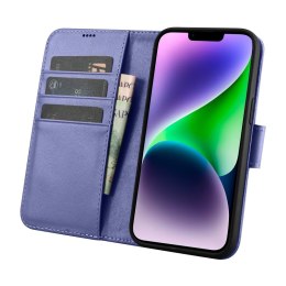 2w1 etui skórzany pokrowiec z klapką iPhone 14 Plus Anti-RFID Wallet Case jasnofioletowy