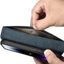 2w1 etui skórzany pokrowiec z klapką iPhone 14 Pro Max Anti-RFID Oil Wax Wallet Case niebieski