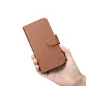 2w1 etui skórzany pokrowiec z klapką iPhone 14 Pro Max Anti-RFID Wallet Case brązowy