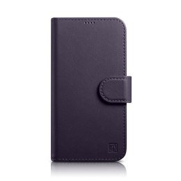 2w1 etui skórzany pokrowiec z klapką iPhone 14 Pro Max Anti-RFID Wallet Case ciemnofioletowy