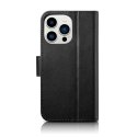 2w1 etui skórzany pokrowiec z klapką iPhone 14 Pro Max Anti-RFID Wallet Case czarny