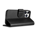 2w1 etui skórzany pokrowiec z klapką iPhone 14 Pro Max Anti-RFID Wallet Case czarny