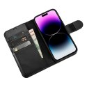 2w1 etui skórzany pokrowiec z klapką iPhone 14 Pro Max Anti-RFID Wallet Case czarny