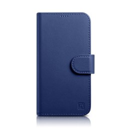 2w1 etui skórzany pokrowiec z klapką iPhone 14 Pro Max Anti-RFID Wallet Case niebieski