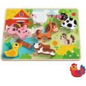 Tooky Toy Drewniane Puzzle Montessori Zwierzątka Farma Dopasuj Kształty