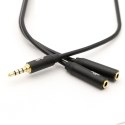 Kabel 3,5mm Mini Jack - 2x 3,5mm Mini Jack M/F adapter 30cm