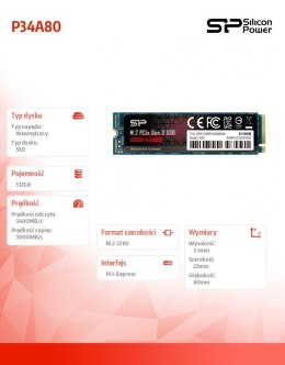 Dysk SSD A80 512GB M.2 PCIe 3400/3000 MB/s NVMe